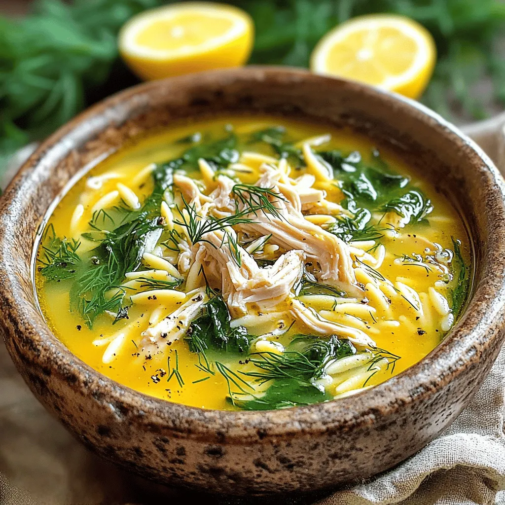 Avgolemono Greek Lemon Chicken Soup shines with simple yet vital ingredients. Each one adds to its unique flavor and texture.