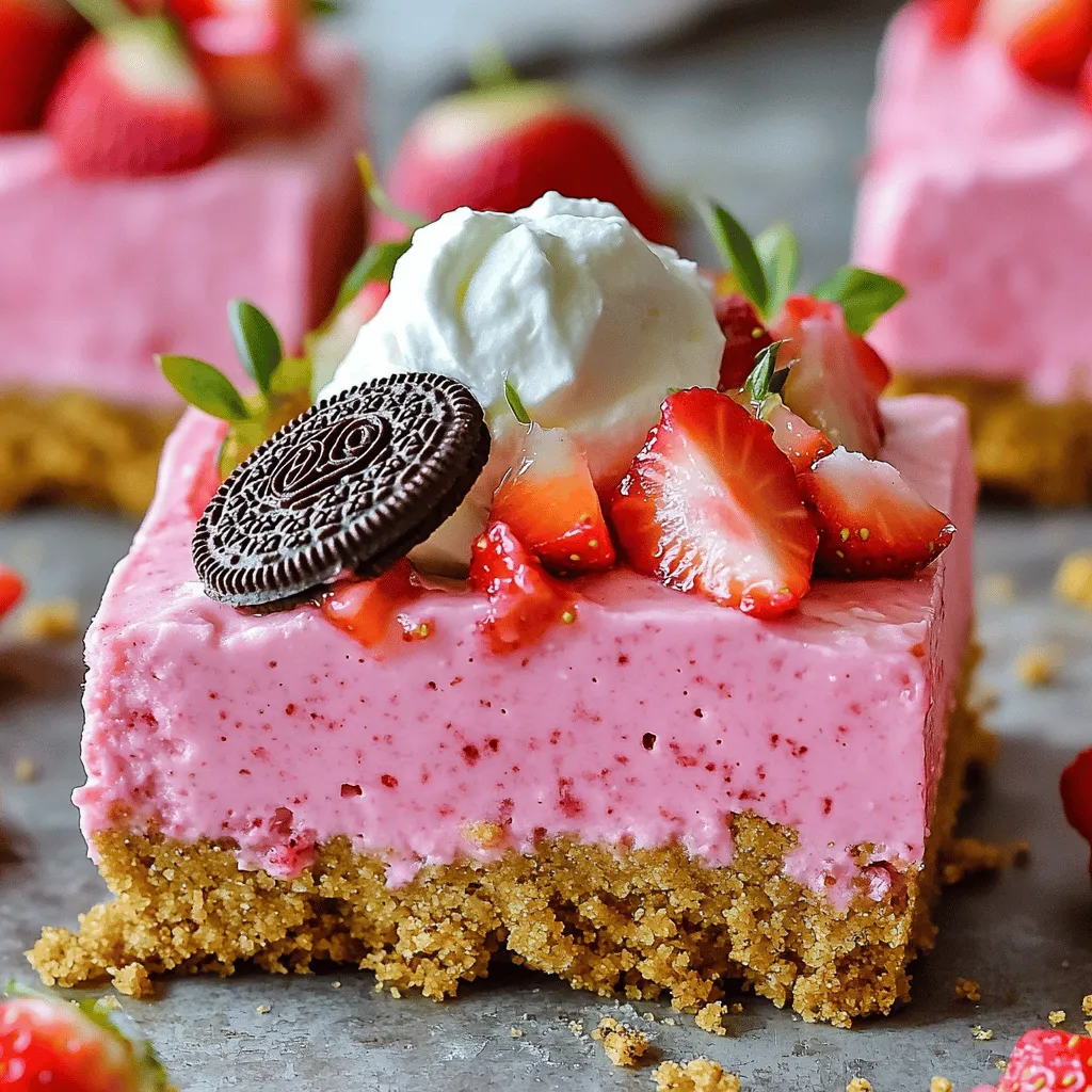 To make Golden Oreo Strawberry Cheesecake Bars, you need a few key ingredients. First, you will need 24 Golden Oreo cookies. These cookies form a delicious crust. You also need 1/4 cup of unsalted butter to help bind the crust together.