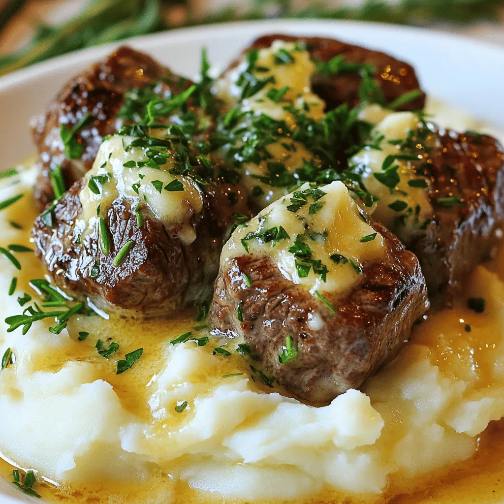 The creamy garlic butter steak bites recipe shines through its simple yet tasty ingredients. You need a pound of sirloin steak cut into bite-sized cubes. This cut is tender and cooks well. Fresh herbs like rosemary and thyme add depth to the flavor. You will need four cloves of minced garlic for that rich taste.