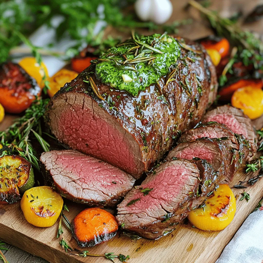 To make the herb butter beef tenderloin roast, you need a few key ingredients. Start with 2 pounds of beef tenderloin roast. This cut of meat is tender and flavorful. Next, gather 4 tablespoons of unsalted butter, softened. This butter is the base for your herb mix. You will also need 4 cloves of minced garlic for a rich taste.