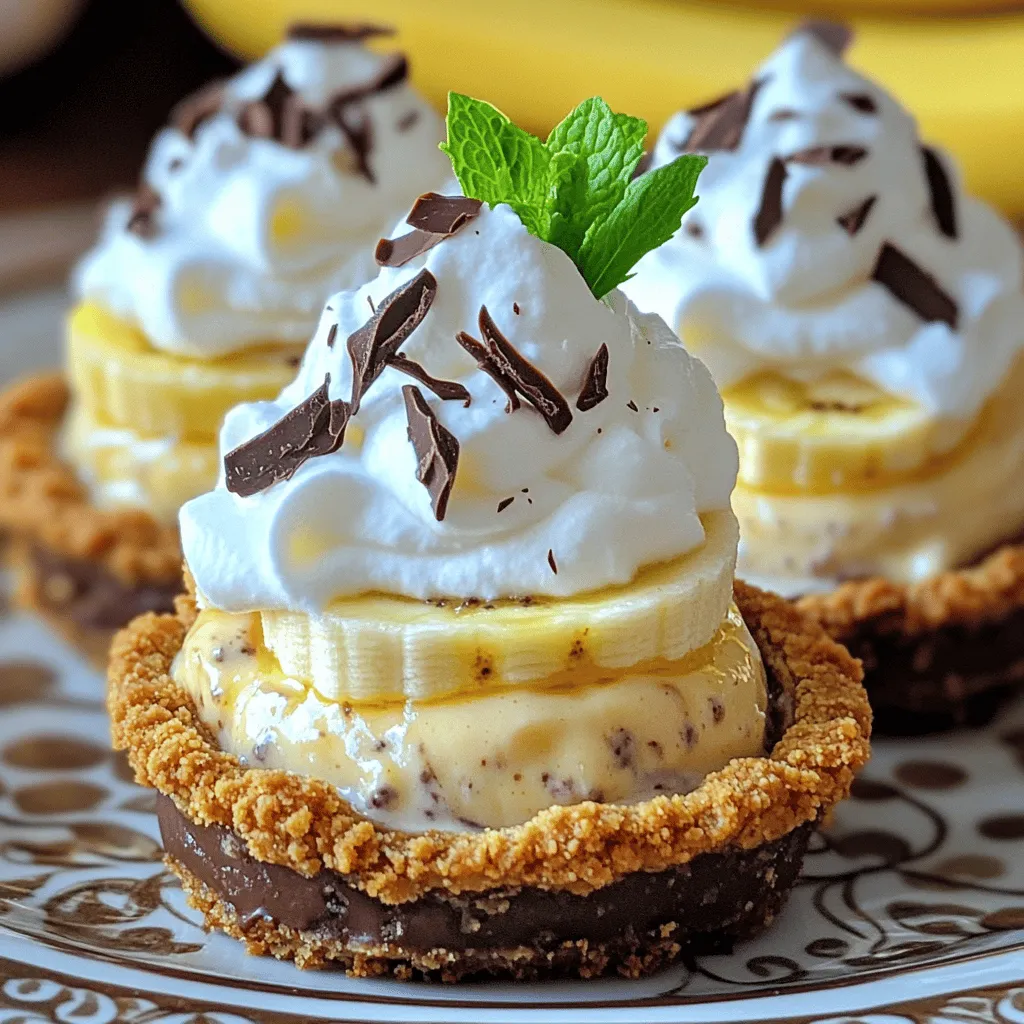 To make mini banana cream pies, you need simple banana cream pie ingredients. Here’s what you will need: