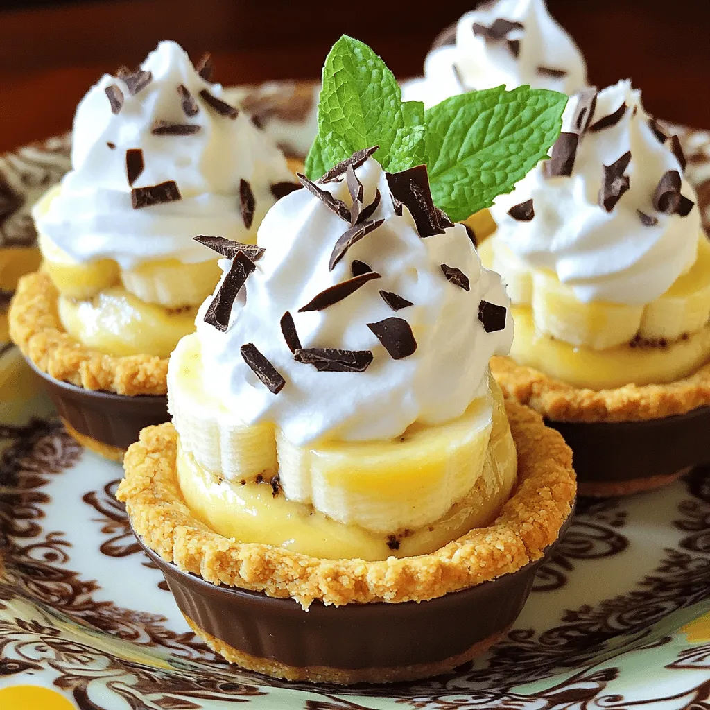 To make mini banana cream pies, you need simple banana cream pie ingredients. Here’s what you will need: