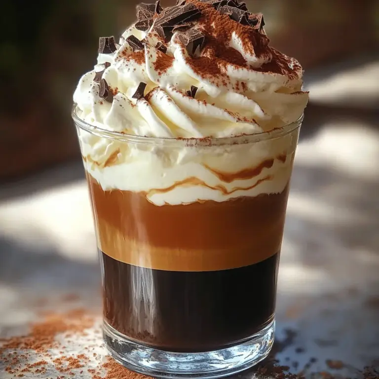 To make the Espresso Delight with Brown Sugar, you need a few key ingredients. First, you need two shots of freshly brewed espresso. This gives your drink a rich base. A tablespoon of brown sugar adds sweetness and depth. Next, unsweetened cocoa powder gives a lovely chocolate note. For creaminess, use half a cup of heavy cream. A teaspoon of vanilla extract boosts the flavor. A pinch of sea salt balances the sweetness. Finally, chocolate shavings are perfect for garnish. You can find the full recipe for precise measurements and steps.