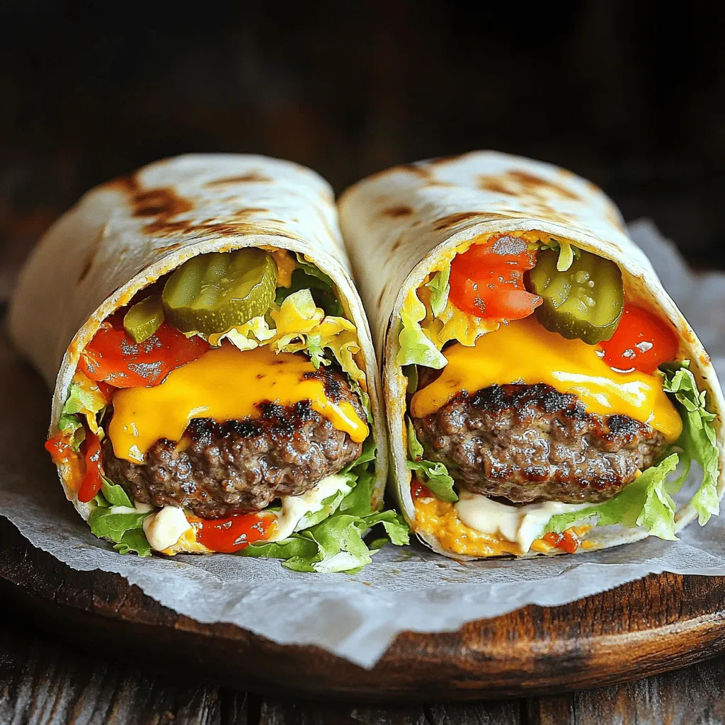 When making grilled cheeseburger wraps, you need a few key ingredients. The main one is ground beef. Use one pound for four wraps. You also want garlic powder, onion powder, and smoked paprika for flavor. Add salt and pepper to taste.