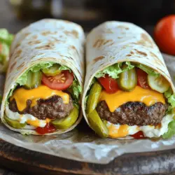 When making grilled cheeseburger wraps, you need a few key ingredients. The main one is ground beef. Use one pound for four wraps. You also want garlic powder, onion powder, and smoked paprika for flavor. Add salt and pepper to taste.