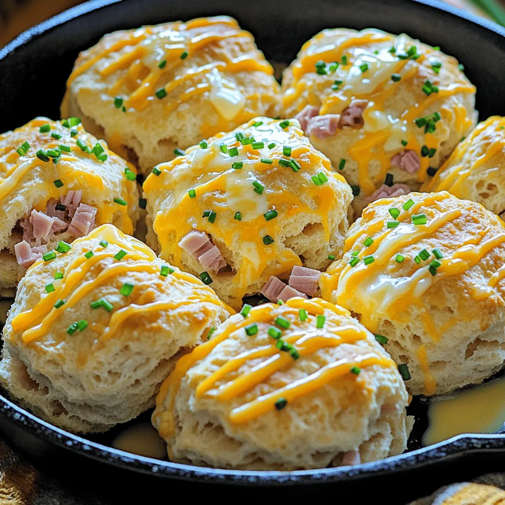 Ham and cheese butter swim biscuits are a savory treat. These biscuits blend tender dough with chunks of ham and rich cheese. They are soft, buttery, and so easy to make. You can enjoy them warm right out of the oven.