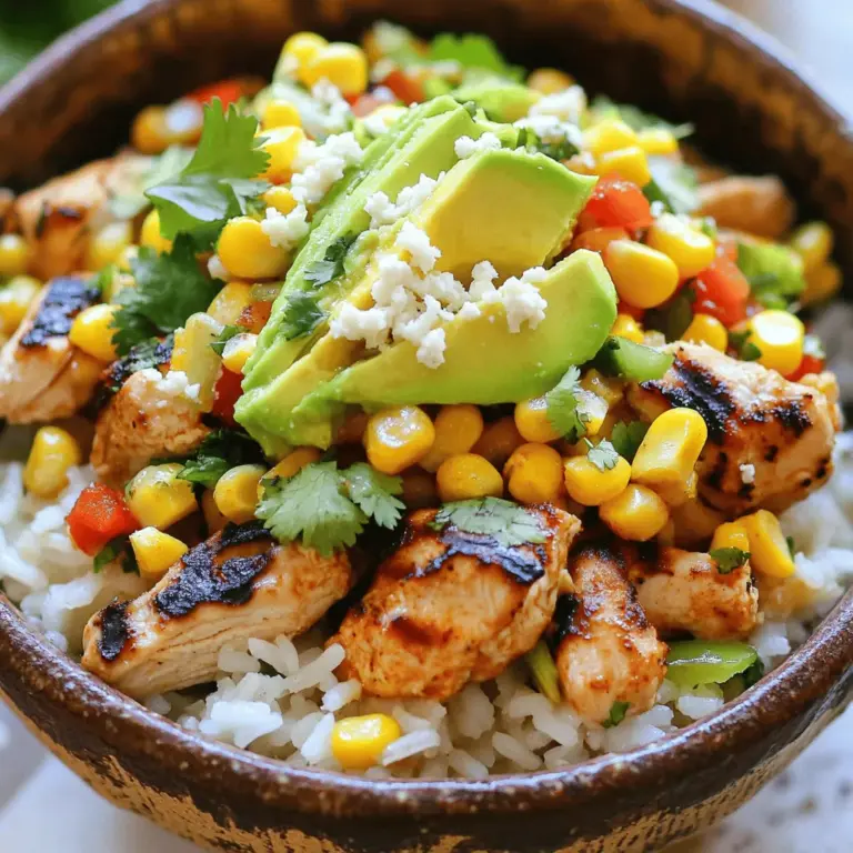 To make a great street corn chicken rice bowl, you need key ingredients. First, jasmine rice forms the base. I like to use 1 ½ cups of cooked jasmine rice. It is light and fluffy, which pairs well with the other flavors.