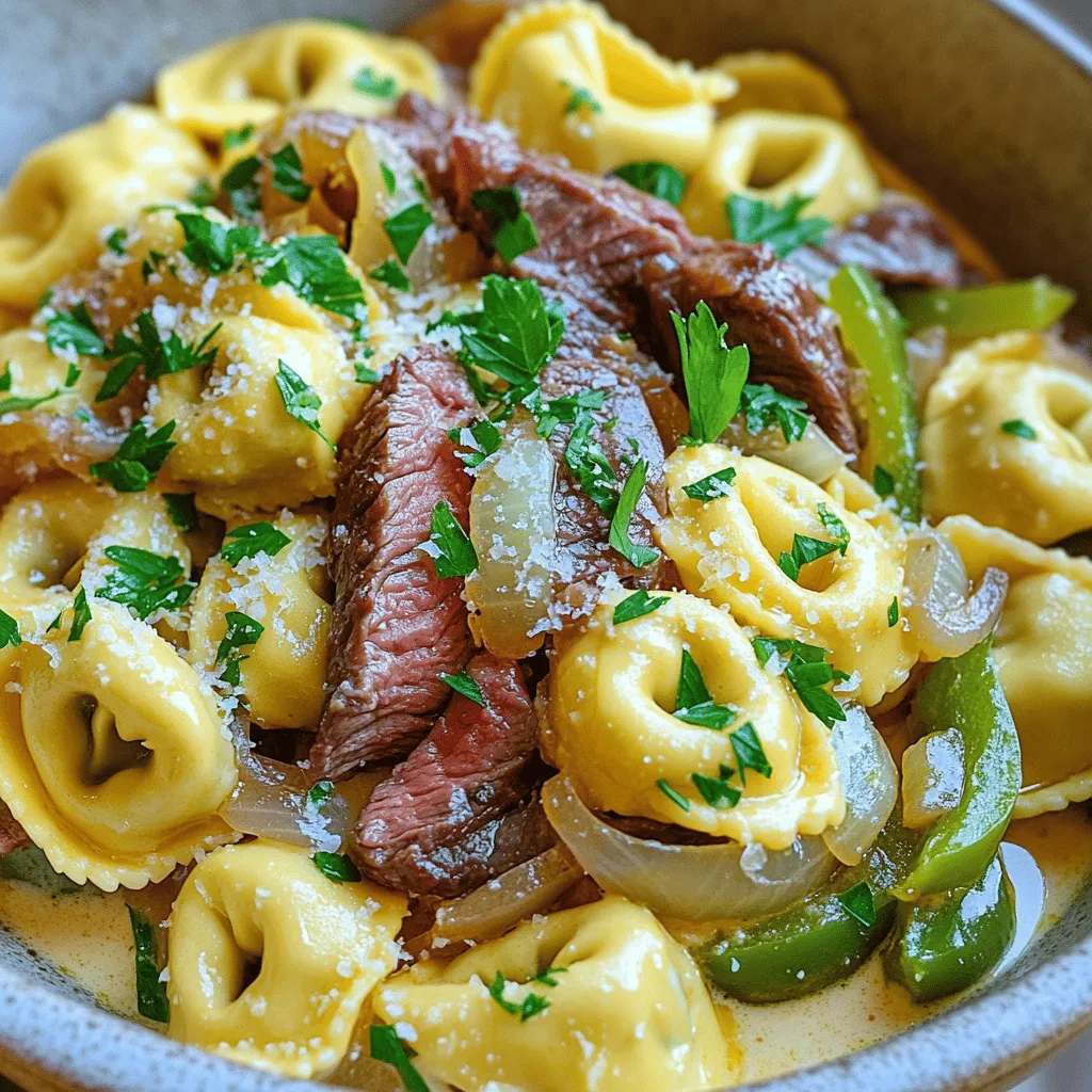 Savory Cheesesteak Tortellini in Creamy Provolone Sauce