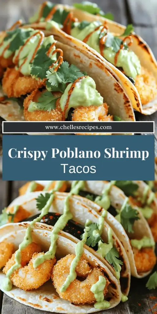 Savor the flavors of crispy shrimp and poblano tacos topped with a creamy avocado cilantro sauce! This easy recipe will elevate your taco night into a delicious feast, perfect for any occasion. With a step-by-step guide, from breading the shrimp to assembling the tacos, this dish is a crowd-pleaser that anyone can master. Don't miss out—click through for the full recipe and make your next meal unforgettable!