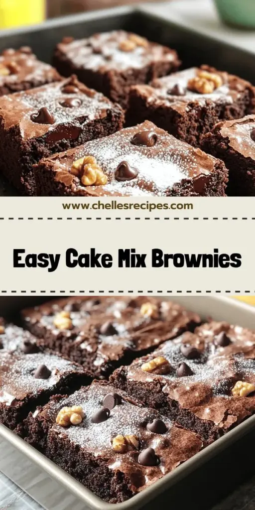 Satisfy your sweet tooth with cake mix brownies that are quick and easy to make! This delightful recipe uses just a few simple ingredients for fudgy brownies every chocolate lover will adore. Discover step-by-step instructions, helpful tips, and fun variations to elevate your baking game. Whether it’s for a party or a cozy night in, these cake mix brownies are the perfect treat. Click through to explore the full recipe and start baking today!