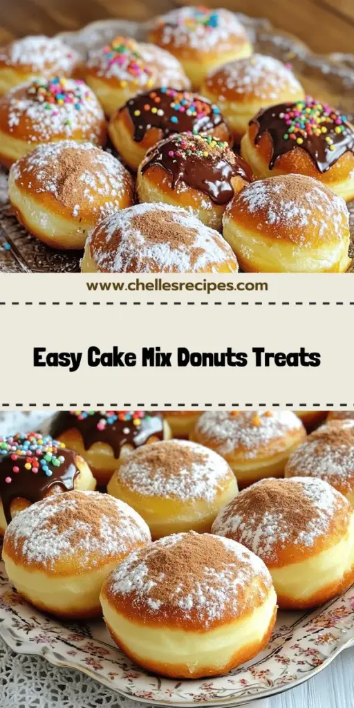 Create a delightful treat in no time with this easy cake mix donuts recipe! Perfectly fluffy and customizable, these donuts require just a few ingredients and are fun for the whole family to make together. In about 30 minutes, you can enjoy these delicious desserts for breakfast, snacks, or special occasions. Click through to explore the full recipe and start baking your sweet creations today! Your taste buds will thank you!