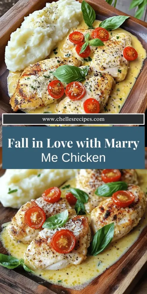 Elevate your dinner game with the irresistible flavors of Marry Me Chicken! This simple yet delicious recipe combines juicy chicken, a creamy sauce, and fresh herbs that are sure to impress. Perfect for casual meals or special date nights, this dish is easy to prepare and customizable to fit your dietary needs. Click through to discover the full recipe and take your cooking to new heights—your taste buds will thank you!