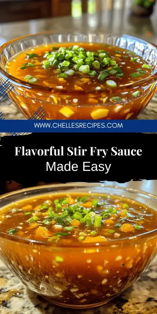 Unlock the secret to delicious meals with this easy and flavorful stir fry sauce recipe! Master the art of creating a mouth-watering sauce using simple ingredients like soy sauce, sesame oil, and fresh citrus juice. Customize it to fit your taste with sweet, spicy, or tangy variations! Whether you're a beginner or a pro, this guide will transform your cooking. Click through to discover the full recipe and elevate your stir fry game today!