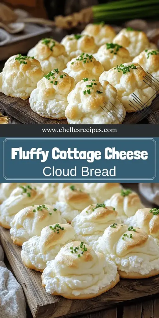 Indulge in the delight of Fluffy Cottage Cheese Cloud Bread, a light and easy recipe that's a game-changer for your meals! Made with just a few simple ingredients like cottage cheese and eggs, this bread is low in carbs and high in protein, making it a healthy alternative to traditional bread. Whether you enjoy it savory or sweet, this cloud bread adds a fluffy touch to any dish. Ready to elevate your baking? Click through for the full recipe and start creating your perfect cloud!