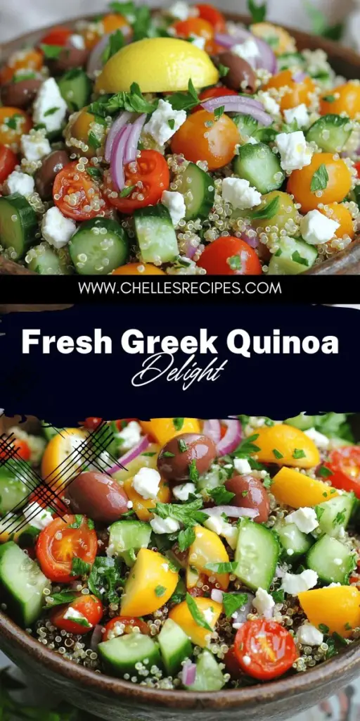 Discover the vibrant flavors of the Greek Quinoa Chopped Salad, a fresh and healthy choice for any meal! Packed with nutritious ingredients like quinoa, cucumbers, cherry tomatoes, and feta cheese, this salad is not only easy to make but also bursting with flavor. Ideal for meal prepping, this dish is versatile and perfect for both sides and main courses. Click through to explore the full recipe and enjoy a delightful, colorful meal today!
