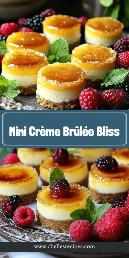 Indulge in the whimsical delight of Mini Crème Brûlée Cheesecakes, a perfect fusion of creamy cheesecake and crispy caramel. This guide walks you through simple steps, essential ingredients, and expert tips to craft these charming desserts from scratch. Perfect for impressing guests or treating yourself, these mini cheesecakes are sure to be a hit! Click through for the complete recipe and unleash your inner pastry chef today!