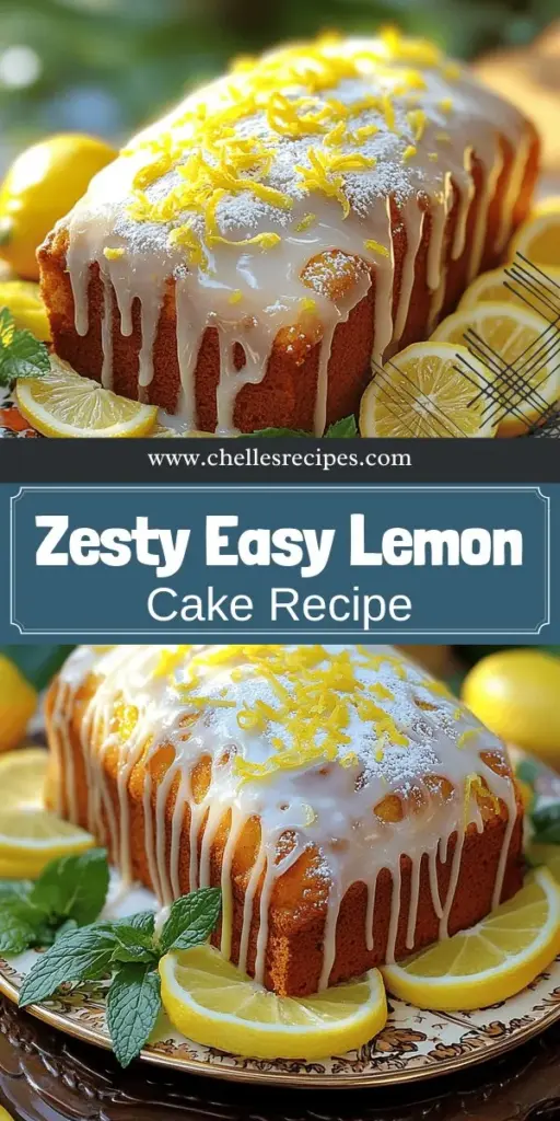 If you're looking for a delicious dessert, this Easy Lemon Cake recipe is just what you need! It's simple to make and packed with zesty flavor, perfect for any occasion. Discover tips for a moist cake, explore fun variations, and learn how to create the perfect glaze. Whether you're a beginner or a baking pro, this guide will make your cake shine! Ready to bring some sunshine into your kitchen? Click through to get the full recipe and start baking today!