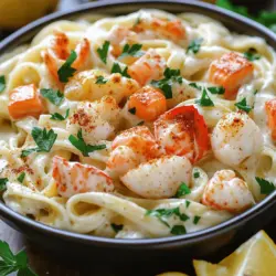 For a great Cajun lobster, crab, and salmon Alfredo, you need fresh seafood. The main ingredients are lobster, crab, and salmon. Use one pound of each. These seafood choices bring rich flavors to your dish. Fresh lobster tail is best, but frozen works too. For crab, you can use fresh or canned. Make sure it is drained well. Salmon fillet is easy to cube and cooks quickly.