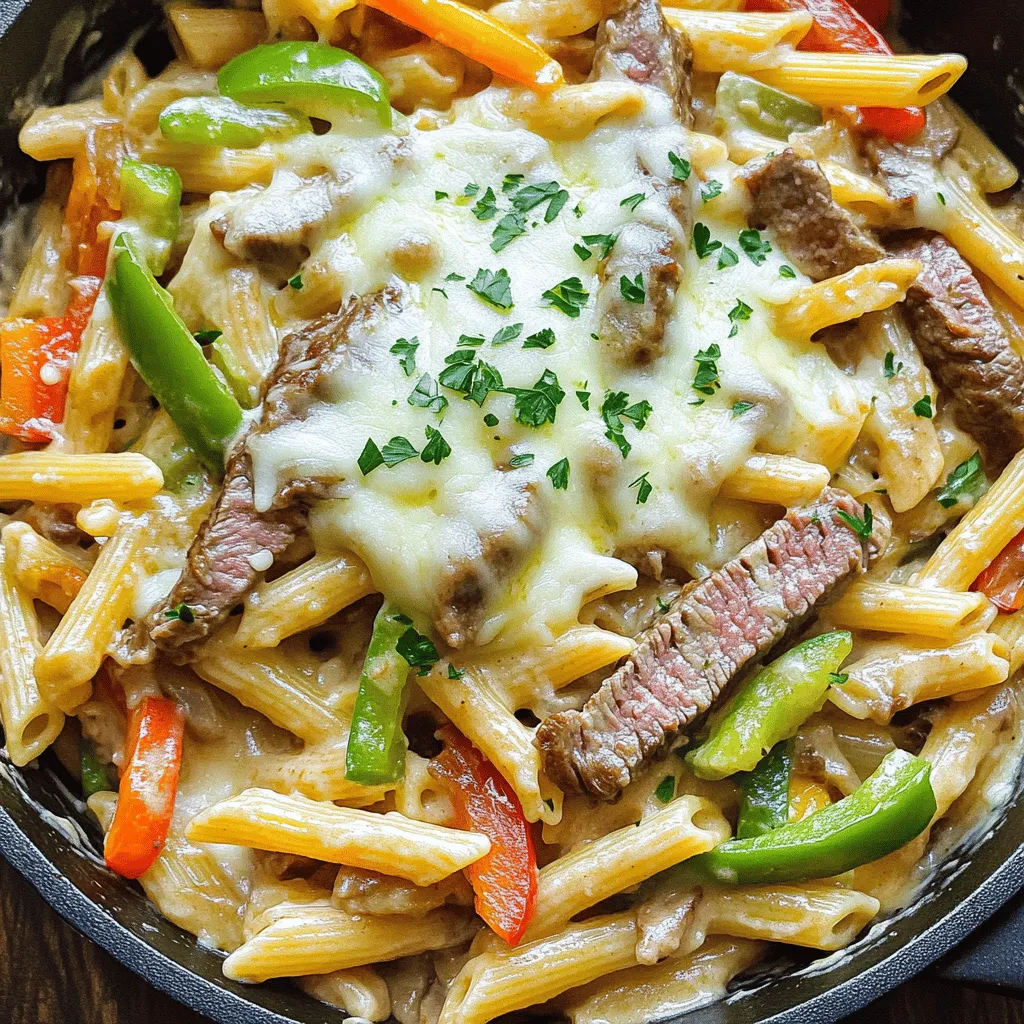 To make a great One-Pot Philly Cheesesteak Pasta Skillet, you need key ingredients. Each one adds flavor and texture.