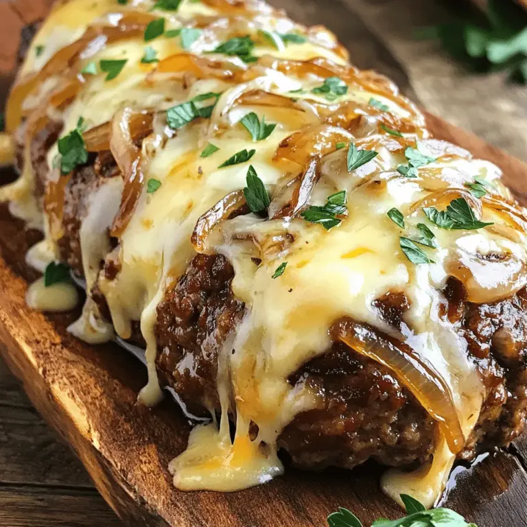 To make a great Crockpot French Onion Meatloaf, you need a few key ingredients. First, start with 1 ½ pounds of ground beef. This gives the meatloaf a solid base. You will also need 1 cup of breadcrumbs to help bind the meat and add texture.