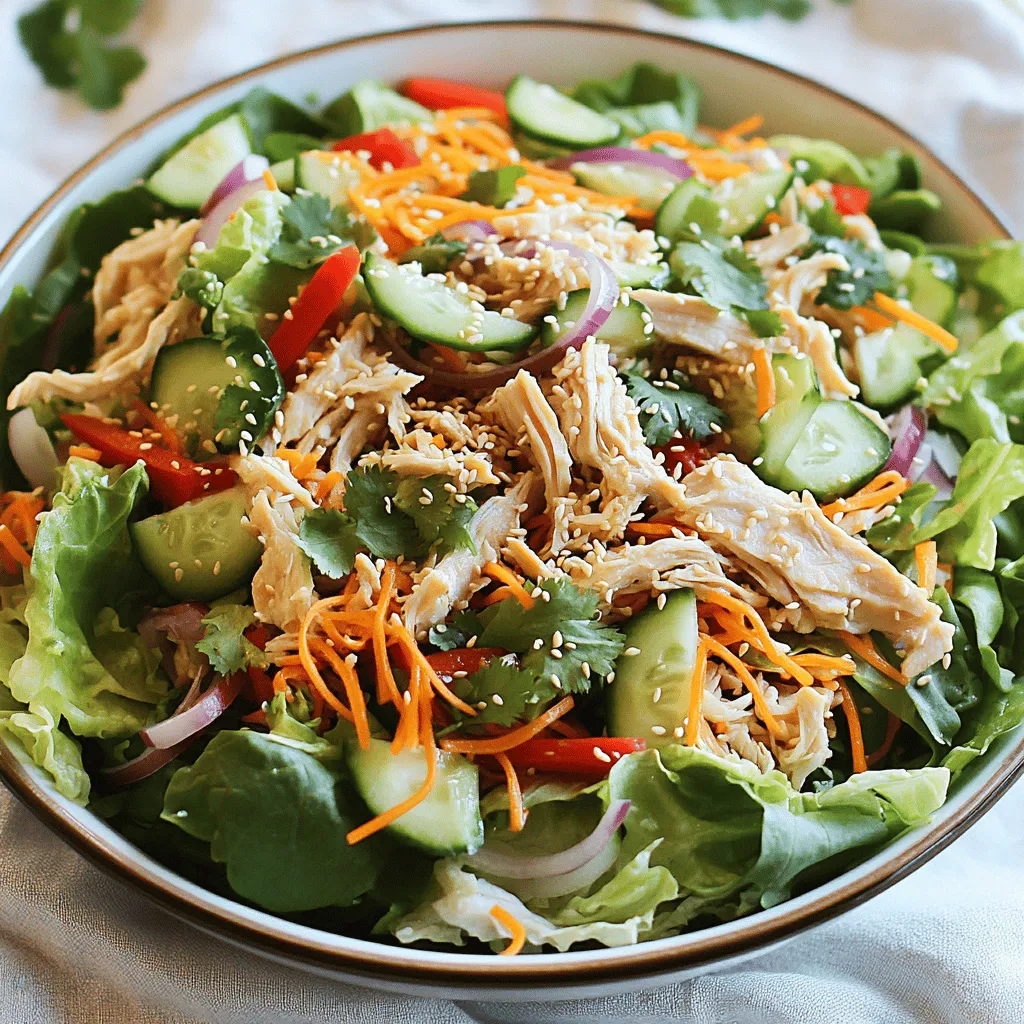 The Asian Chicken Crunch Salad is full of fresh flavors and textures. You need a mix of crisp vegetables and tasty chicken. This salad is great for a quick meal or a light lunch.