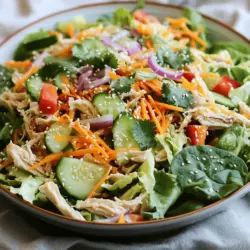 The Asian Chicken Crunch Salad is full of fresh flavors and textures. You need a mix of crisp vegetables and tasty chicken. This salad is great for a quick meal or a light lunch.