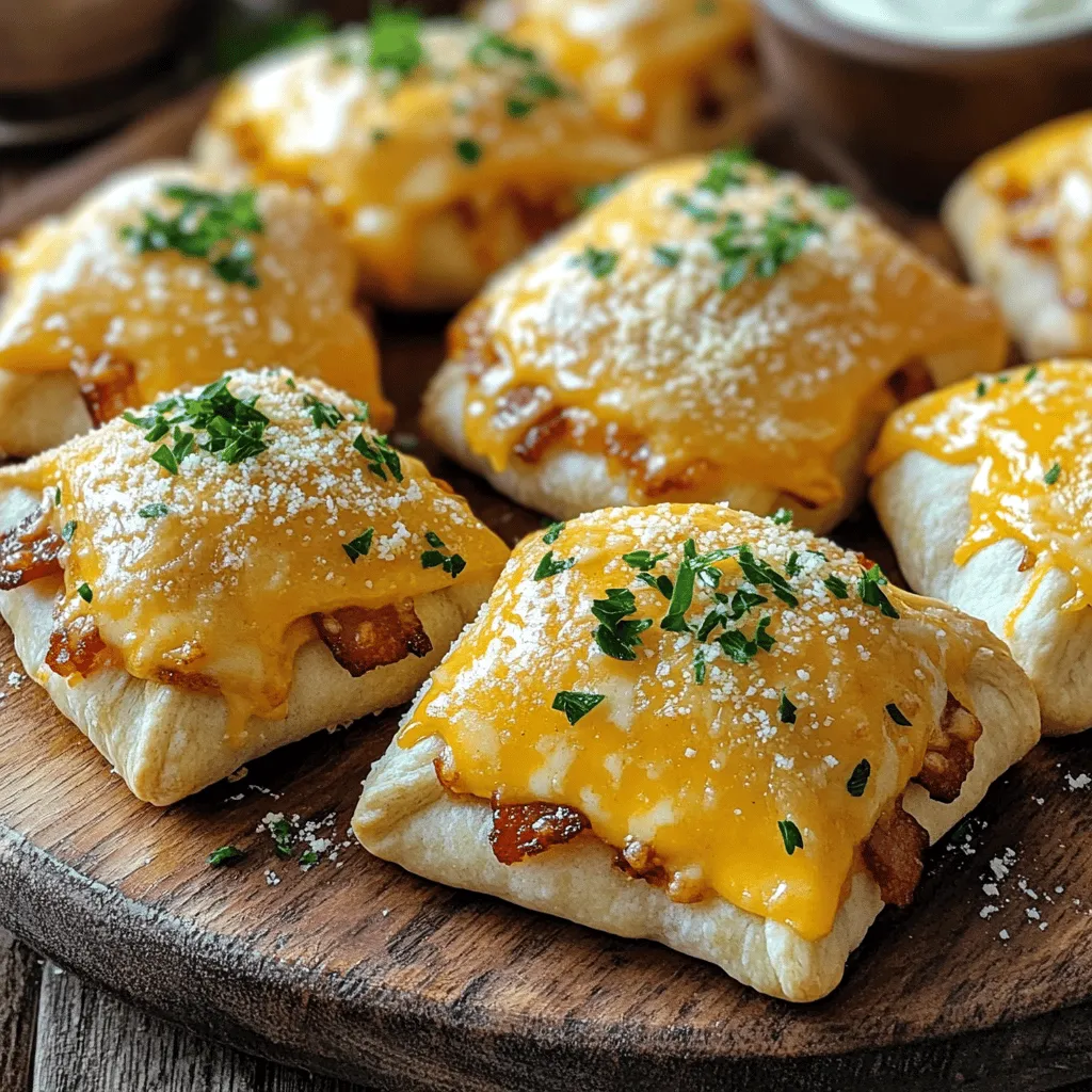Garlic Parmesan Bacon Cheeseburger Bombs are tasty bites filled with beef and cheese. They have a crispy outer layer and a warm, gooey center. Each bomb combines ground beef, cheddar cheese, cream cheese, and savory bacon. The garlic powder adds a nice kick, while the Parmesan on top gives a rich flavor.