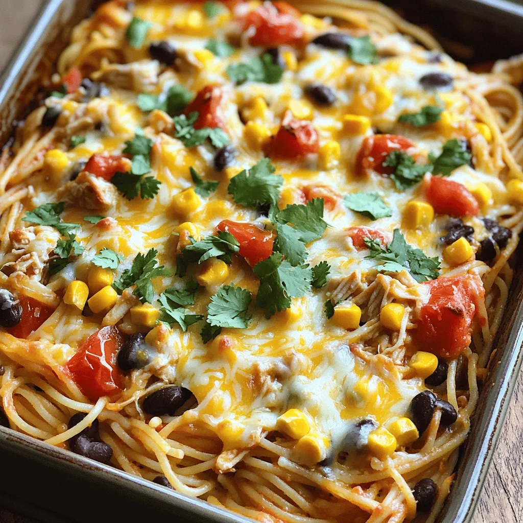 The ingredients for Monterey Chicken Spaghetti Bake are simple and easy to find. You start with 8 ounces of spaghetti. This forms the base of your dish. Next, you need 2 cups of cooked chicken, shredded. This adds protein and flavor. You can use leftover chicken or rotisserie chicken for ease.
