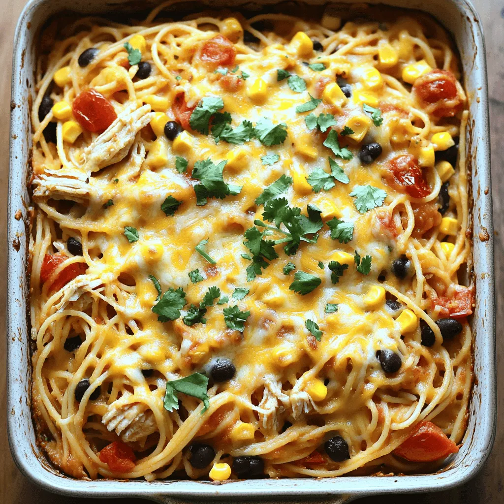 The ingredients for Monterey Chicken Spaghetti Bake are simple and easy to find. You start with 8 ounces of spaghetti. This forms the base of your dish. Next, you need 2 cups of cooked chicken, shredded. This adds protein and flavor. You can use leftover chicken or rotisserie chicken for ease.
