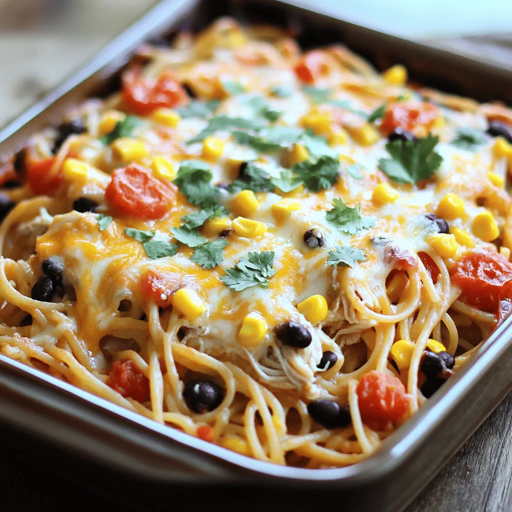 The ingredients for Monterey Chicken Spaghetti Bake are simple and easy to find. You start with 8 ounces of spaghetti. This forms the base of your dish. Next, you need 2 cups of cooked chicken, shredded. This adds protein and flavor. You can use leftover chicken or rotisserie chicken for ease.