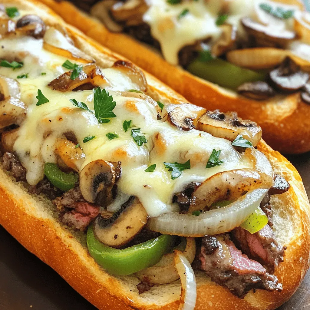 To make the best philly cheesesteak cheesy bread, you need fresh and tasty ingredients. Start with a large French baguette. This bread has the right texture for holding up the filling. You will also need 8 ounces of ribeye steak, thinly sliced. Ribeye gives your dish a rich flavor.