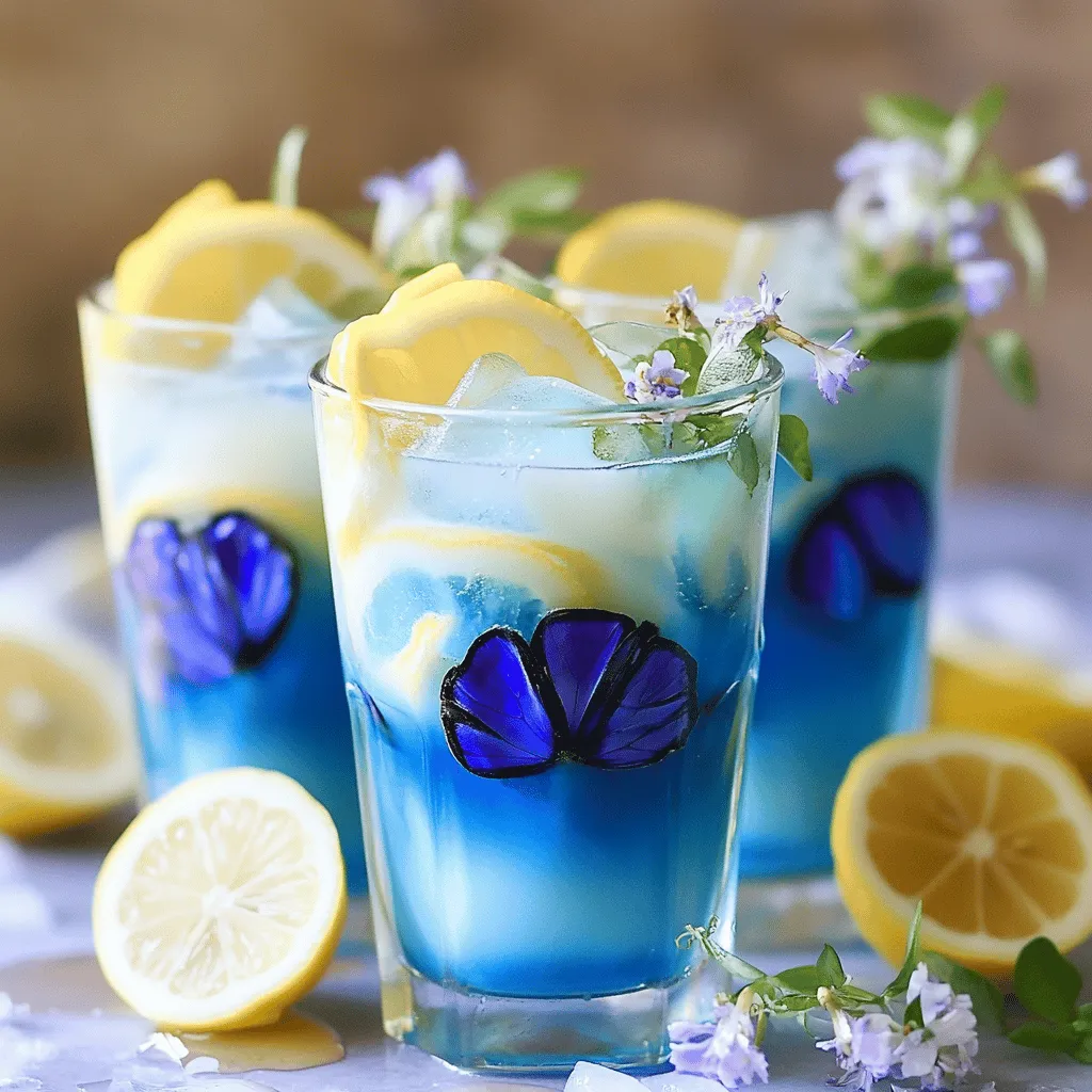 The first step to making a great iced butterfly pea flower tea latte is gathering your ingredients.