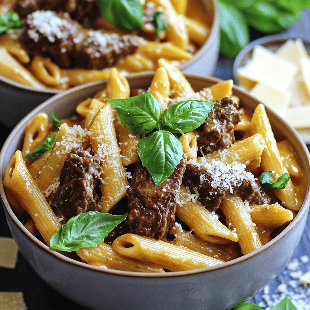 To make rich beef pasta, you need a few key ingredients. First, you will need beef chuck roast. This cut works best because it becomes very tender. You also need onion, garlic, beef broth, crushed tomatoes, and heavy cream. Don't forget the Parmesan cheese for creaminess. These ingredients create a flavorful slow cooked beef dish that will amaze you.