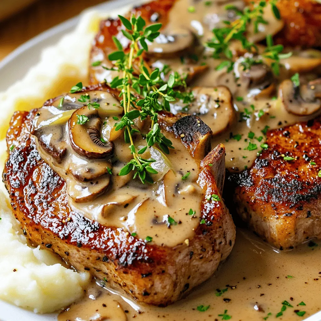 The key to a great garlic pork chops recipe lies in the ingredients. The main players in this dish are fresh and flavorful. You’ll need four bone-in pork chops, about one inch thick. These chops stay juicy and cook evenly.