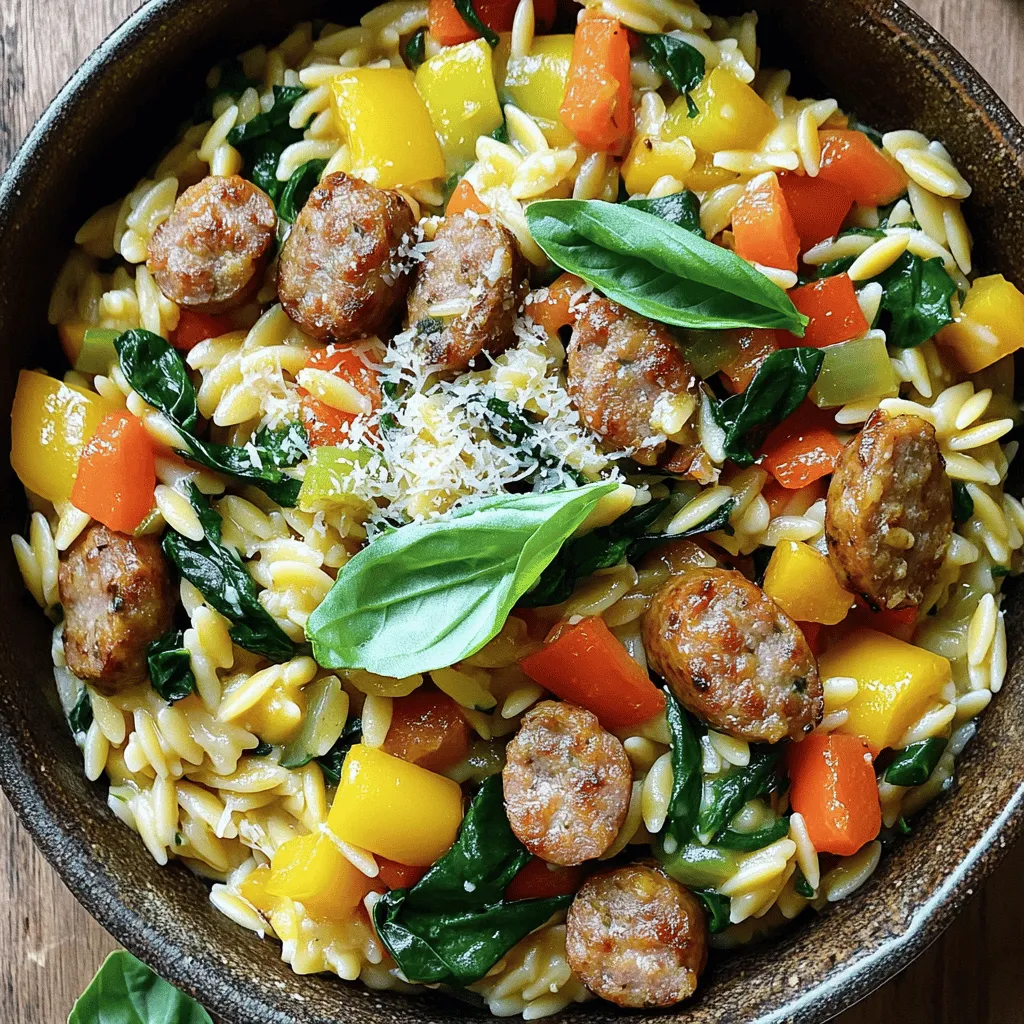 To make this dish, you need a few key ingredients. First, grab one pound of Italian sausage. You can use sweet or spicy sausage, depending on your taste. Then, get one cup of orzo pasta. This small pasta shape cooks quickly and soaks up flavor well.