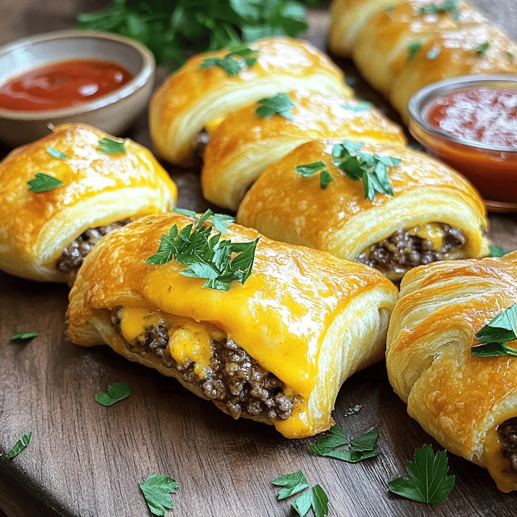 Garlic Parmesan cheeseburger bombs are tasty snacks that pack a big flavor punch. These little treats combine ground beef with garlic, cheeses, and spices, all wrapped in flaky crescent dough. When baked, they become golden brown and crispy on the outside, with a juicy, cheesy filling inside.