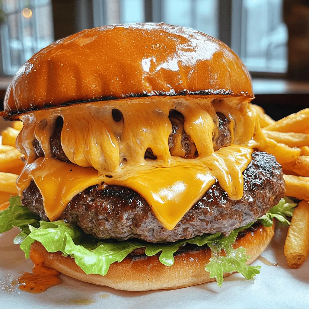 The double cheesy smash burger needs a few key ingredients. First, you need ground beef. I recommend using an 80/20 blend. This mix gives you the best flavor and juiciness. Aim for one pound for two burgers.