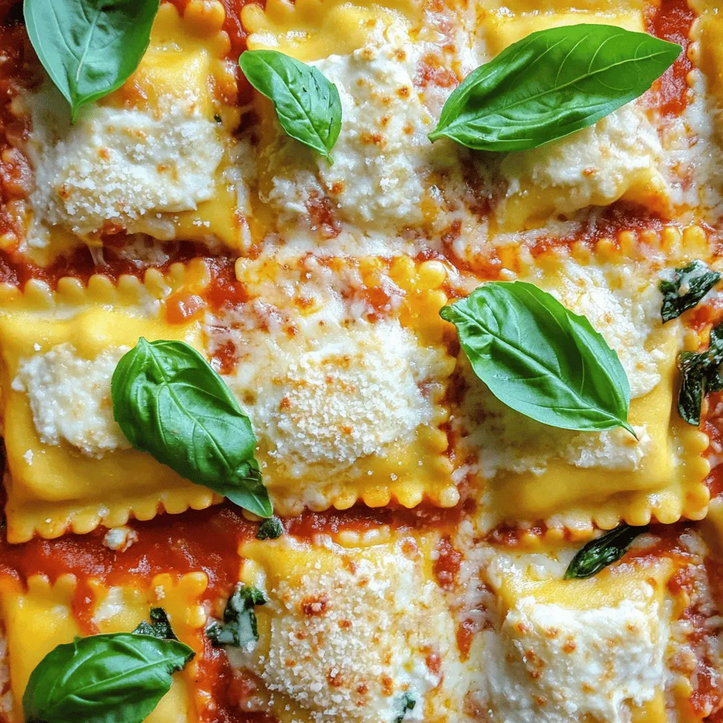 The Million Dollar Ravioli Casserole is filled with rich flavors and textures. The main ingredients for this dish make it special and easy to prepare. You will need two packages of frozen cheese ravioli, which serve as the base. The creamy ricotta cheese adds a smooth texture. Next, the marinara sauce brings a tangy depth.