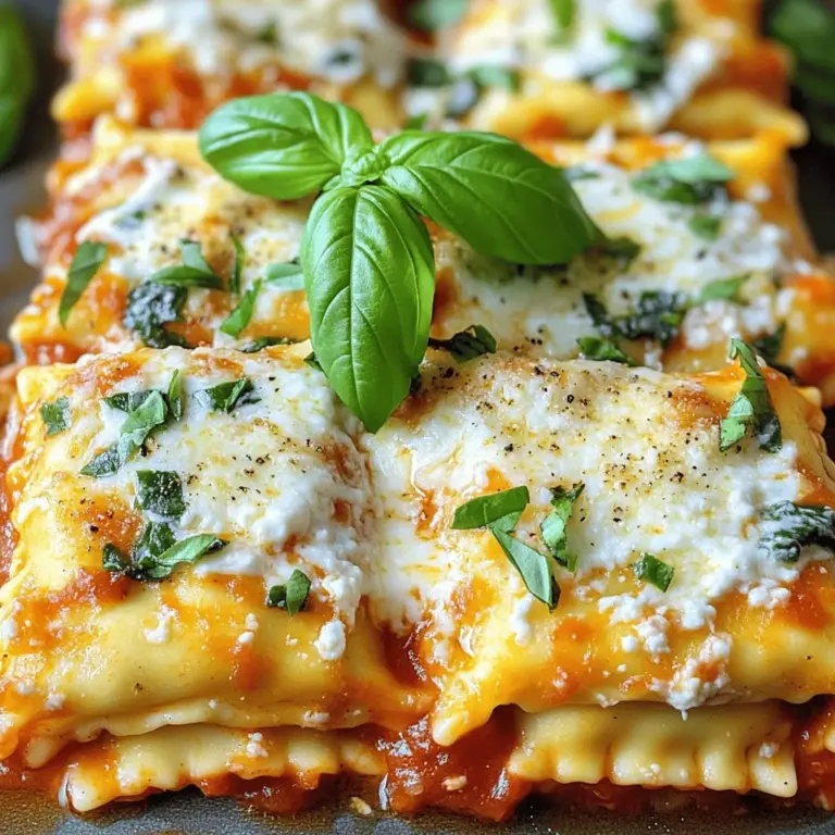 The Million Dollar Ravioli Casserole is filled with rich flavors and textures. The main ingredients for this dish make it special and easy to prepare. You will need two packages of frozen cheese ravioli, which serve as the base. The creamy ricotta cheese adds a smooth texture. Next, the marinara sauce brings a tangy depth.