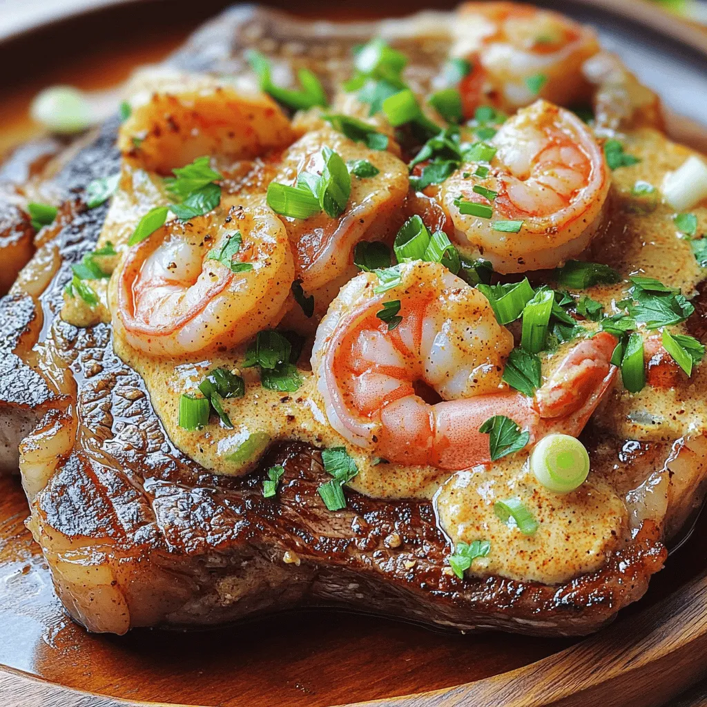 To make steak with creamy Cajun shrimp sauce, gather the right ingredients. You need two ribeye steaks, about one inch thick. Season them with salt and black pepper. These seasonings bring out the rich flavors of the steak.