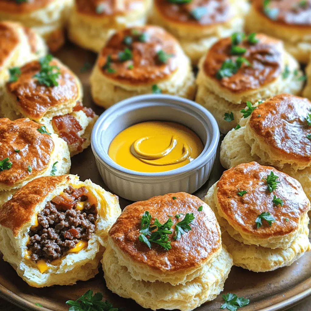 Beefy bacon cheeseburger bombs are tasty, bite-sized snacks. They combine ground beef, crispy bacon, and gooey cheese. Each bomb is wrapped in soft biscuit dough. You bake them until golden brown. These treats are perfect for parties or game day.