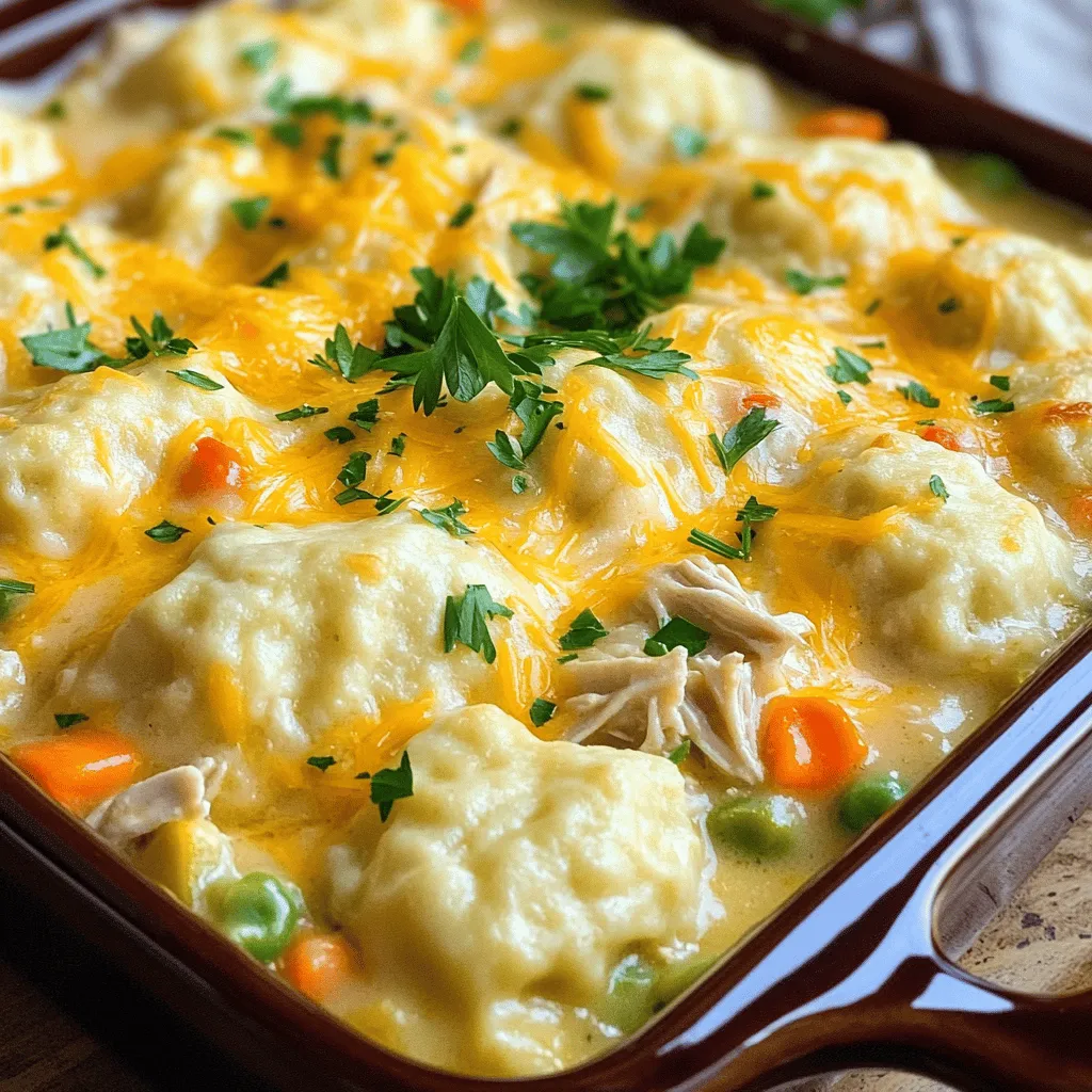 To make a great chicken and dumplings casserole, you need a few key ingredients. First, use two cups of cooked chicken. I prefer shredded chicken for a nice texture. You can use rotisserie chicken or boil your own.