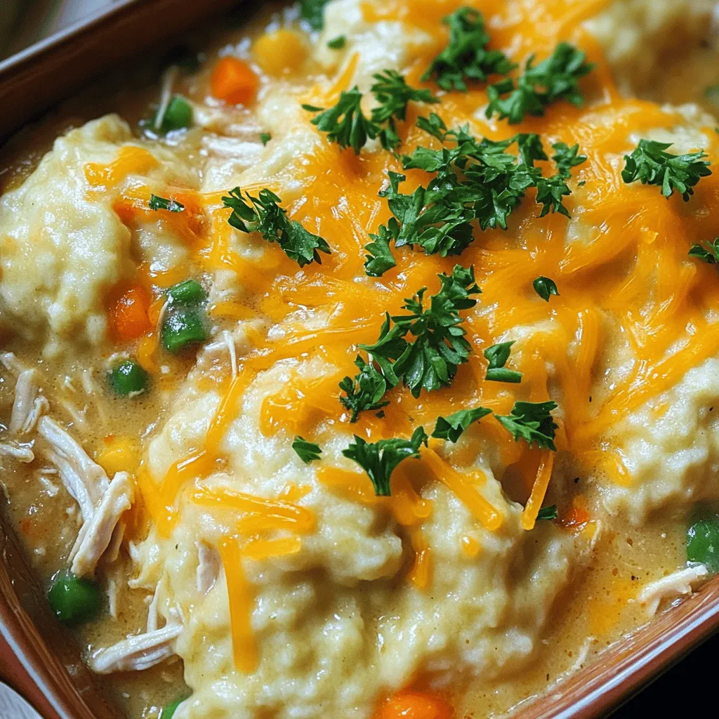 To make a great chicken and dumplings casserole, you need a few key ingredients. First, use two cups of cooked chicken. I prefer shredded chicken for a nice texture. You can use rotisserie chicken or boil your own.