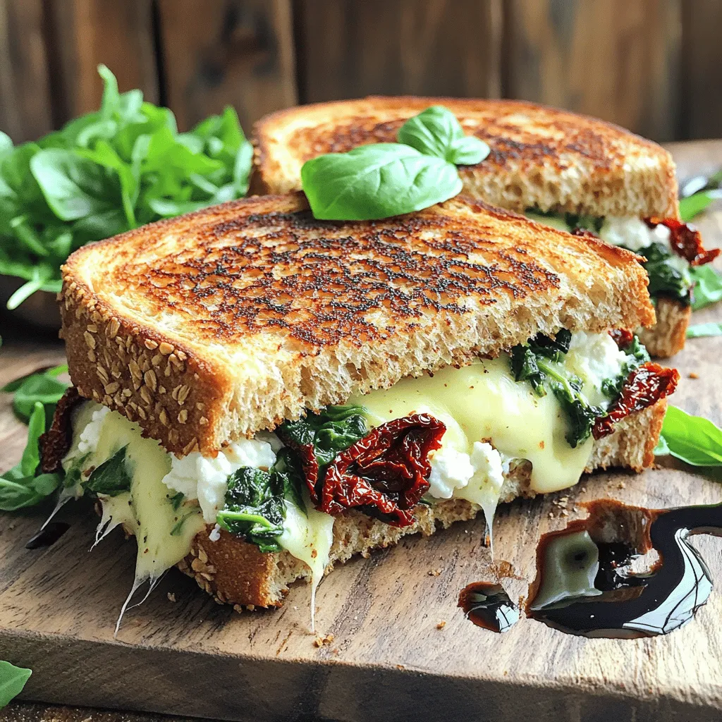 For this Sun-Dried Tomato, Spinach, and Ricotta Grilled Cheese, you need a few tasty items. This recipe brings bold flavors and creamy textures together. Here’s the list of ingredients you will need: