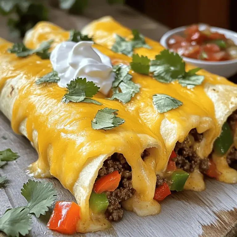 - 1 lb ground beef - 1 cup shredded cheese (cheddar or a blend) - 1 cup bell pepper, diced (any color) - 1 small onion, diced - 2 cloves garlic, minced - 1 tablespoon taco seasoning - 1 tablespoon olive oil - 4 large tortillas (flour or whole wheat)