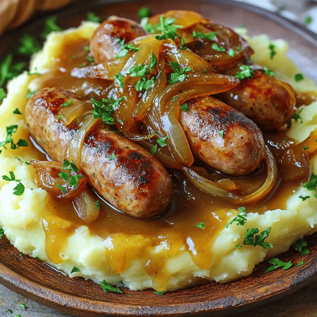 To make classic bangers and mash, gather these ingredients: