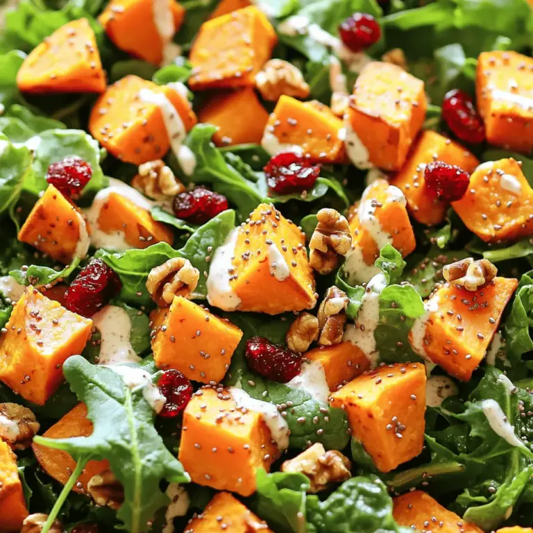 This creamy sweet potato salad is packed with flavor and nutrients. You start by cooking the sweet potatoes. Boil them in salted water for about 10-12 minutes. You want them soft, but not mushy. After draining, let them cool.