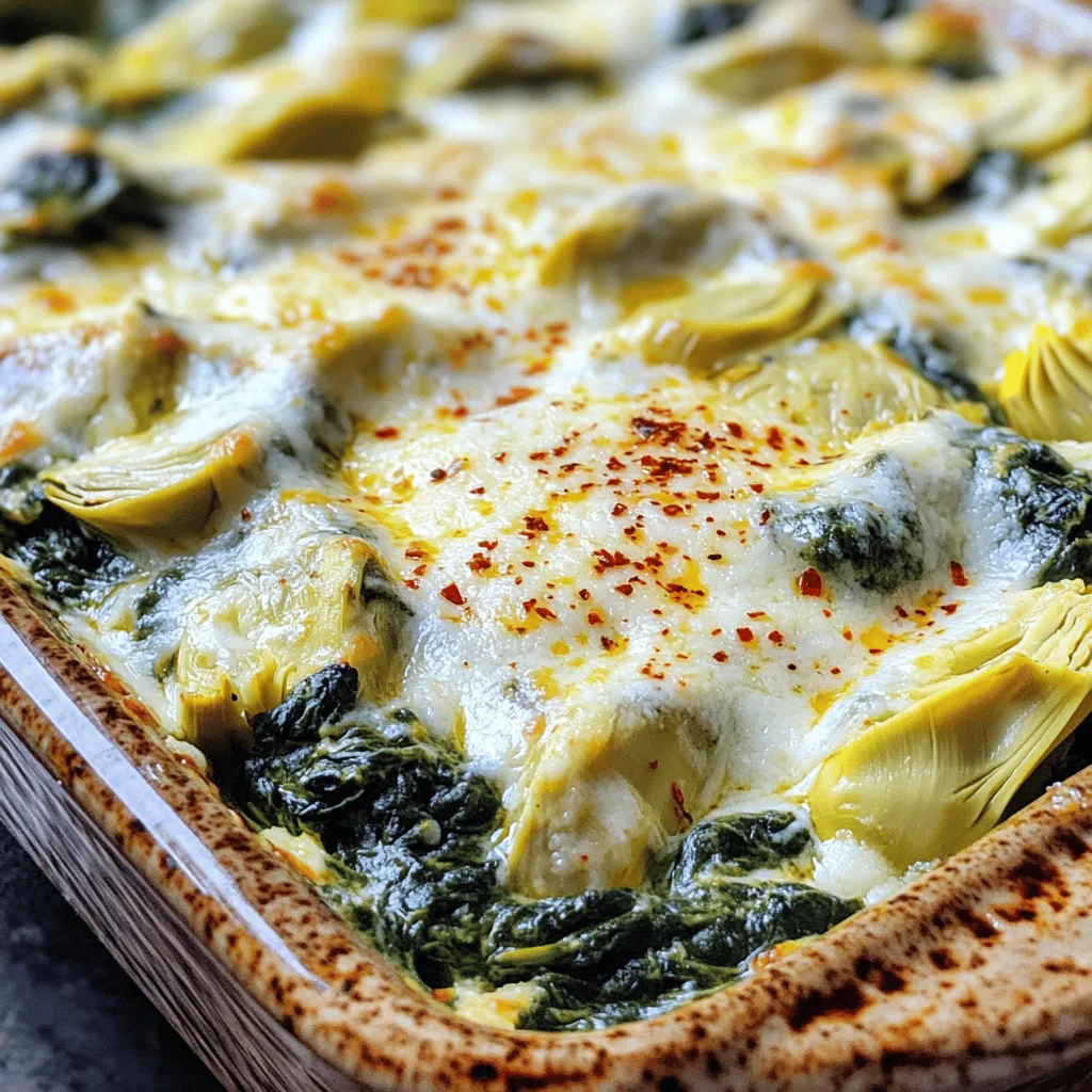 - 2 cups fresh spinach, chopped - 1 cup marinated artichoke hearts, drained and chopped
