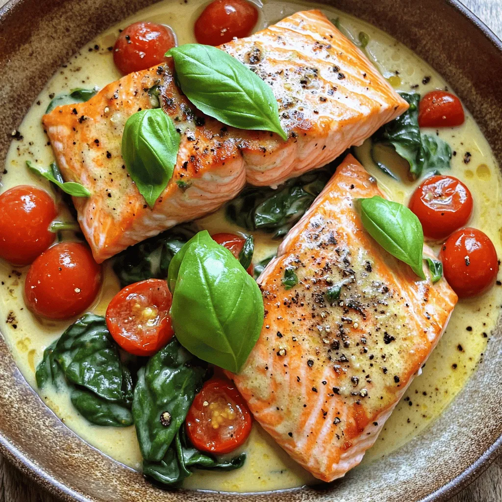 To make Savory Tuscan Salmon with Creamy Sauce, gather these simple ingredients: