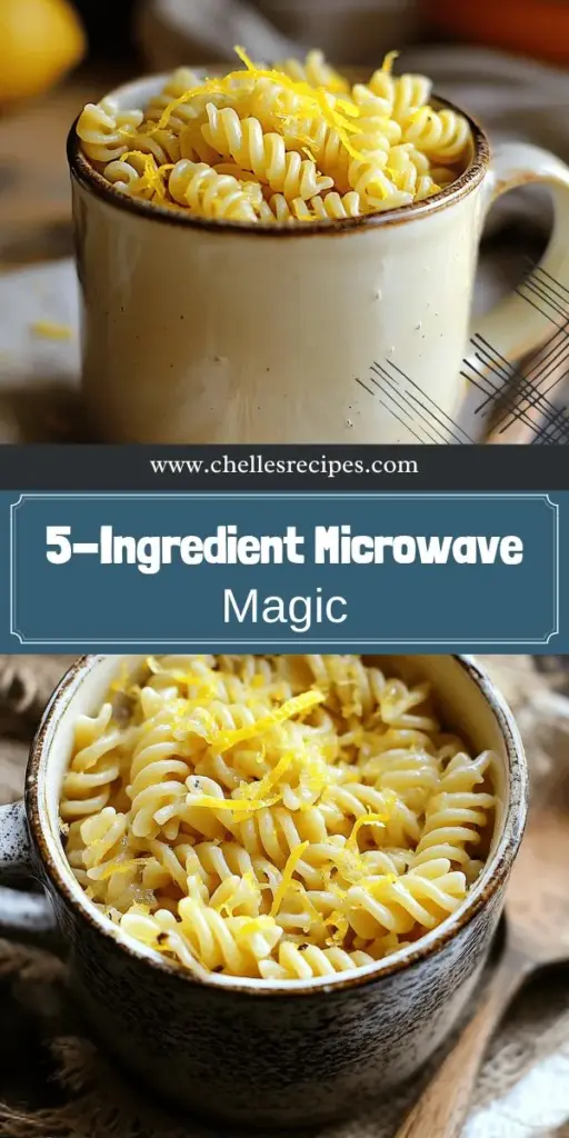 Discover delicious and easy Microwave Recipes Using 5 Ingredients or Less that will save you time in the kitchen! Try the Zesty Lemon Garlic Mug Pasta, crafted with fresh ingredients and ready in minutes. This simple dish is bursting with flavor and perfect for busy days. Click through to explore the full recipe and transform your meal prep with these quick and tasty microwave ideas that your taste buds will love!